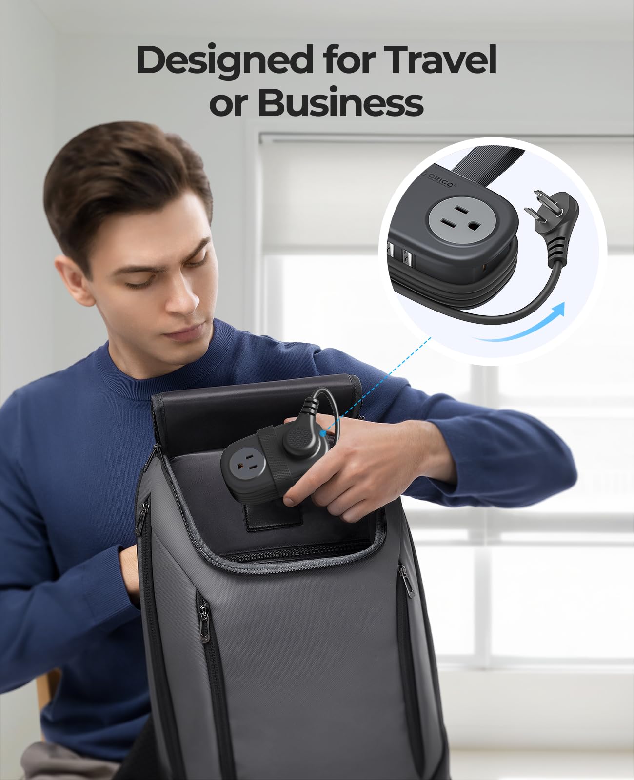 Foto 2 | Regleta De Alimentación Orico De Viaje, 4 Salidas, 3 Puertos Usb (1 Usb C), Color Negro - Venta Internacional.