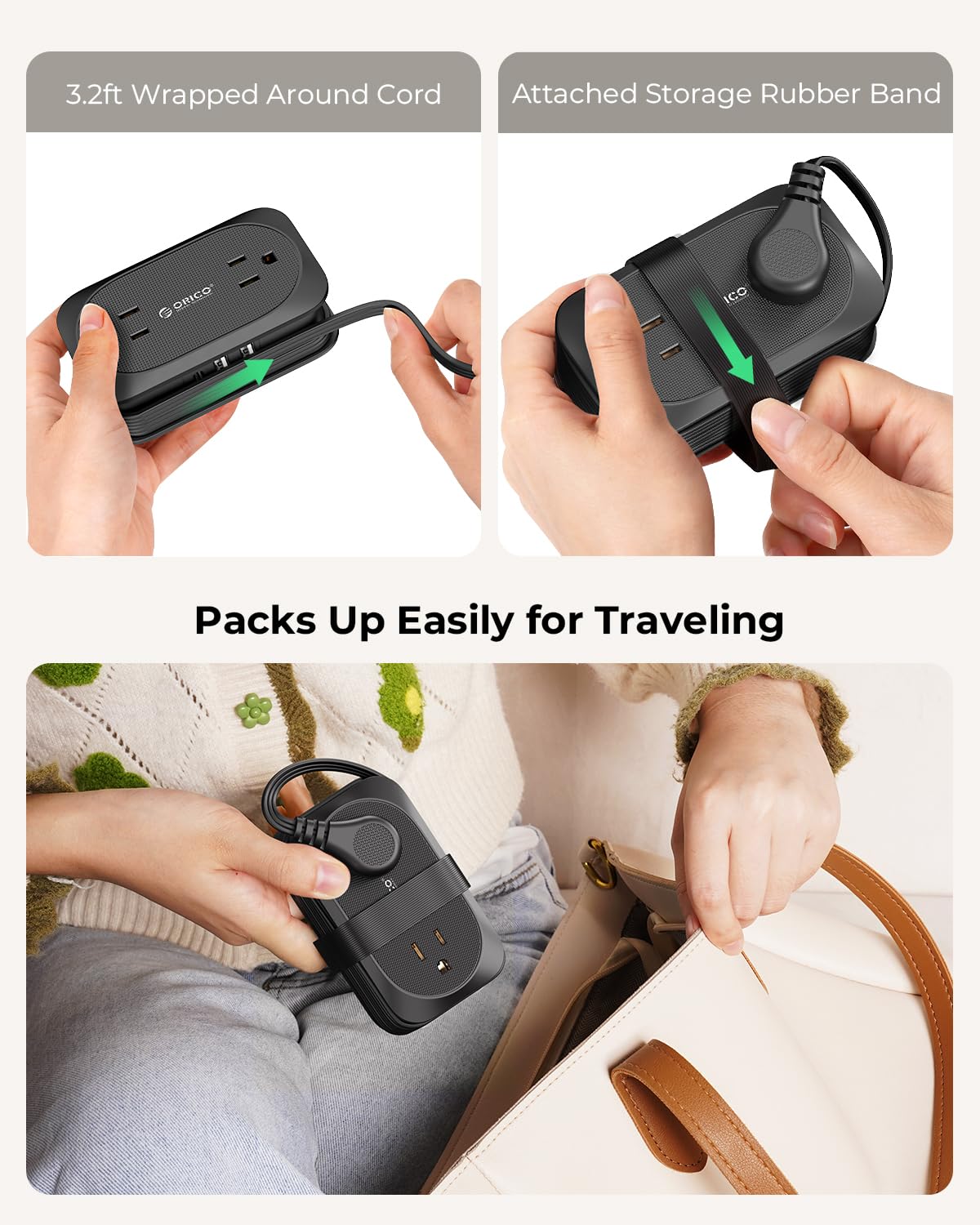 Foto 3 pulgar | Power Strip Orico Travel, 4 Salidas, 3 Puertos Usb, 1 Usb C, 3.2 Pies - Venta Internacional.