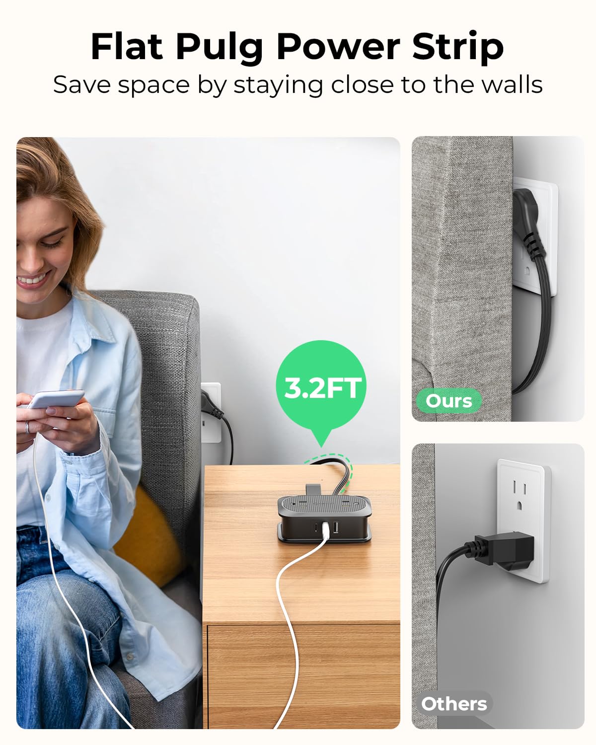 Foto 7 pulgar | Power Strip Orico Travel, 4 Salidas, 3 Puertos Usb, 1 Usb C, 3.2 Pies - Venta Internacional.