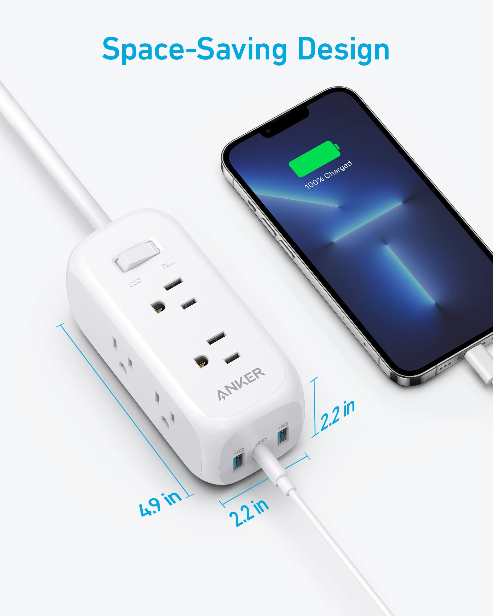 Foto 5 pulgar | Cable Power Strip Anker Usb C Power Delivery De 20 W, 6 Enchufes, 5 Pies - Venta Internacional.