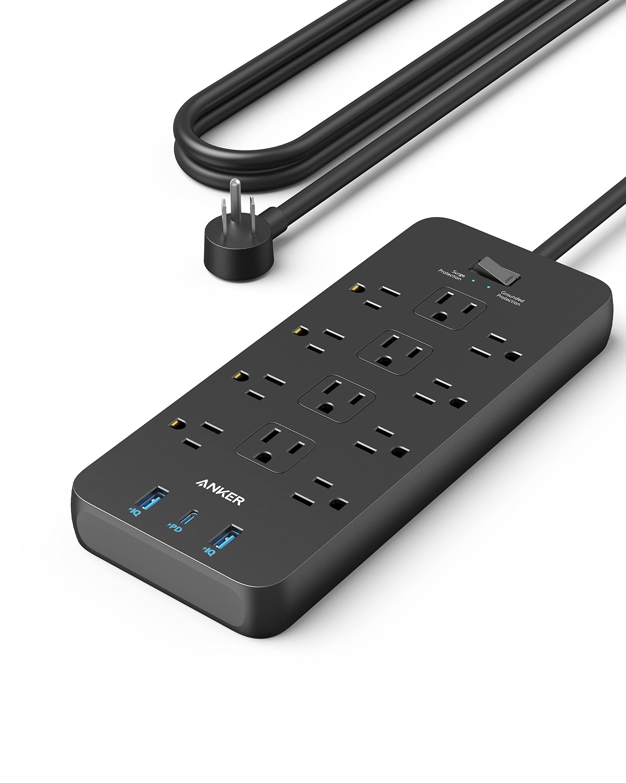 Power Strip Anker 351 Con 12 Enchufes, 3 Puertos Usb, Protección Contra Sobretensiones - Venta Internacional.