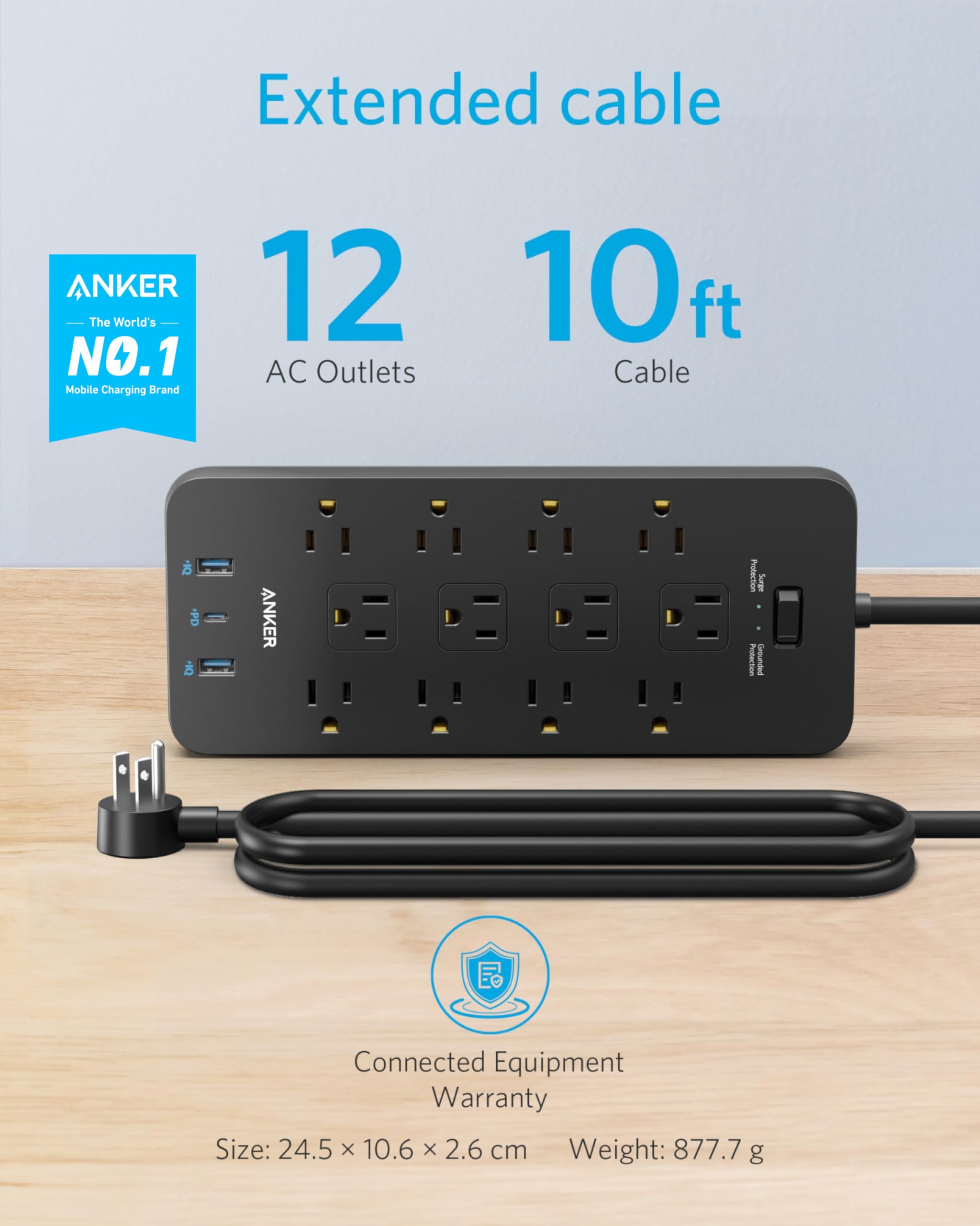 Foto 3 pulgar | Power Strip Anker 351 Con 12 Enchufes, 3 Puertos Usb, Protección Contra Sobretensiones - Venta Internacional.