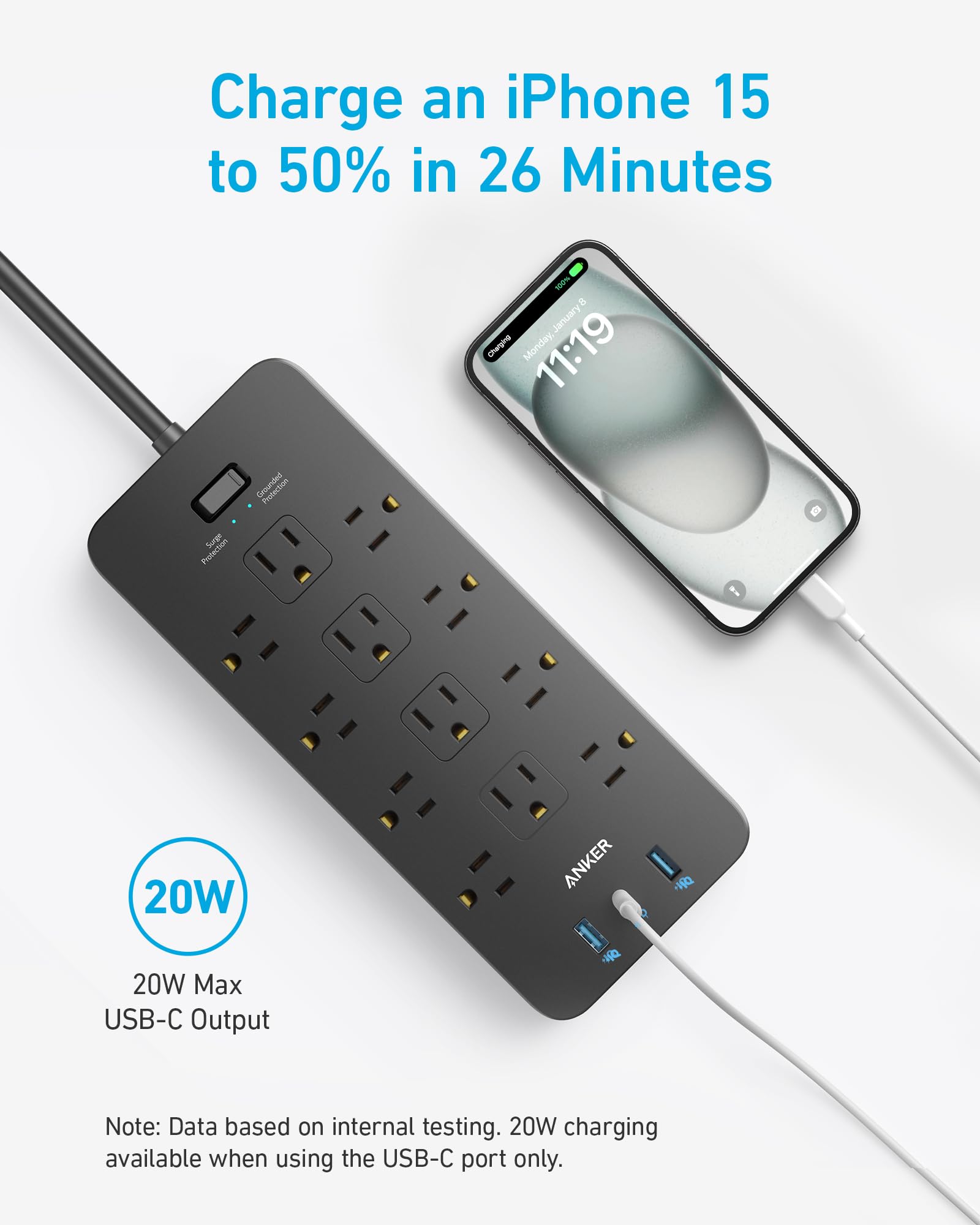 Foto 5 pulgar | Power Strip Anker 351 Con 12 Enchufes, 3 Puertos Usb, Protección Contra Sobretensiones - Venta Internacional.