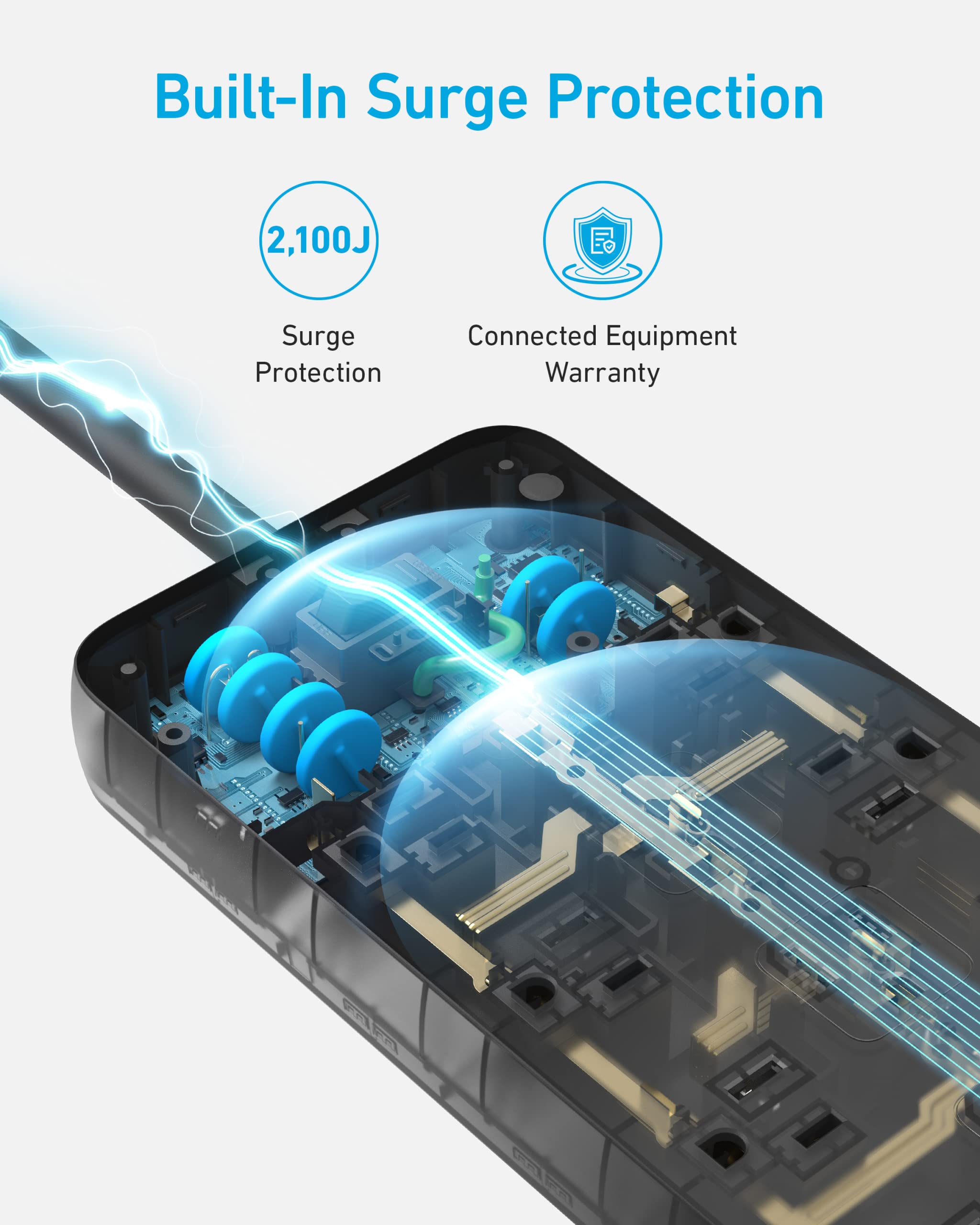 Foto 5 | Power Strip Anker 351 Con 12 Enchufes, 3 Puertos Usb, Protección Contra Sobretensiones - Venta Internacional.