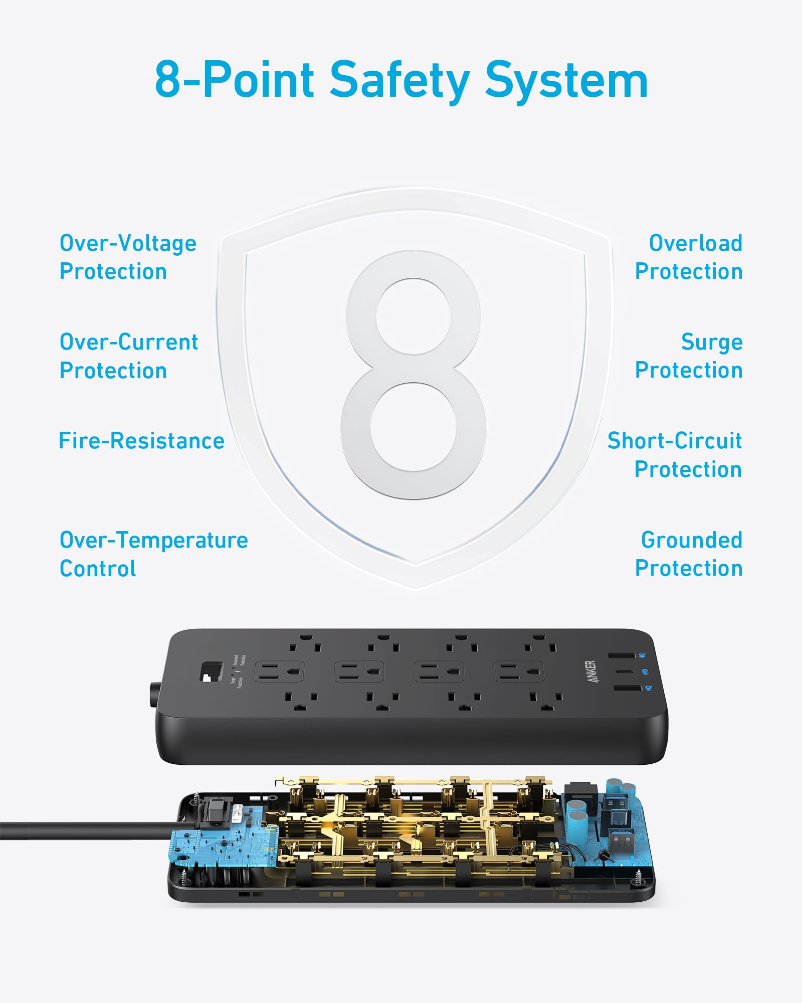 Foto 7 | Power Strip Anker 351 Con 12 Enchufes, 3 Puertos Usb, Protección Contra Sobretensiones - Venta Internacional.