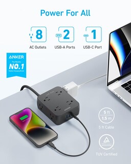 Foto 2 | Regleta De Alimentación Anker A9183 8 Tomas De Corriente Alterna, 2 Usb-a, 1 Usb-c De 20 W - Venta Internacional.