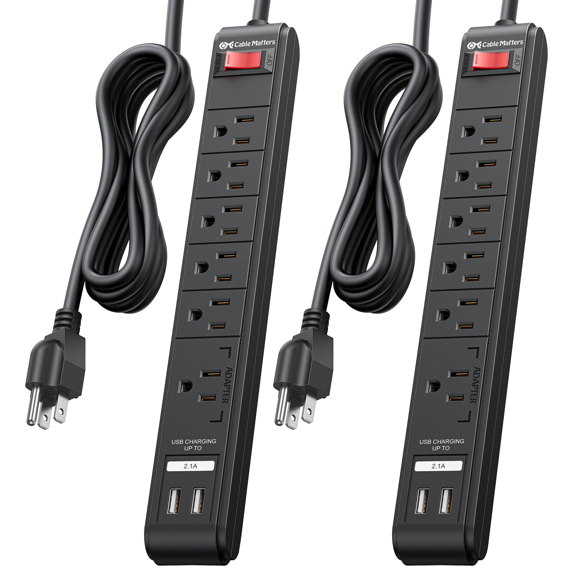 Foto 2 pulgar | [power Strip] Protector Contra Sobretensiones Cable Matters, Paquete De 2 Unidades Y 6 Salidas - Venta Internacional.