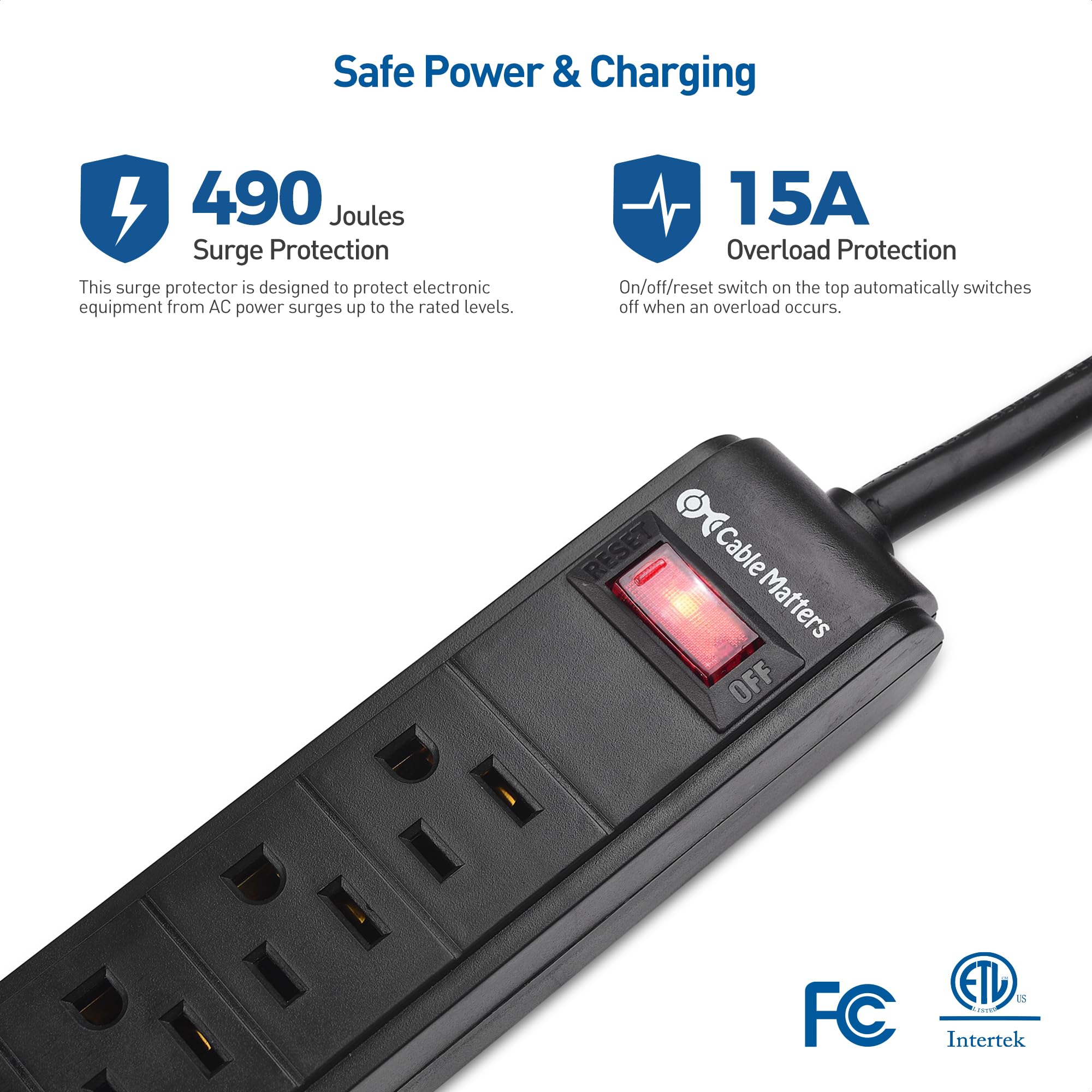 Foto 5 pulgar | [power Strip] Protector Contra Sobretensiones Cable Matters, Paquete De 2 Unidades Y 6 Salidas - Venta Internacional.