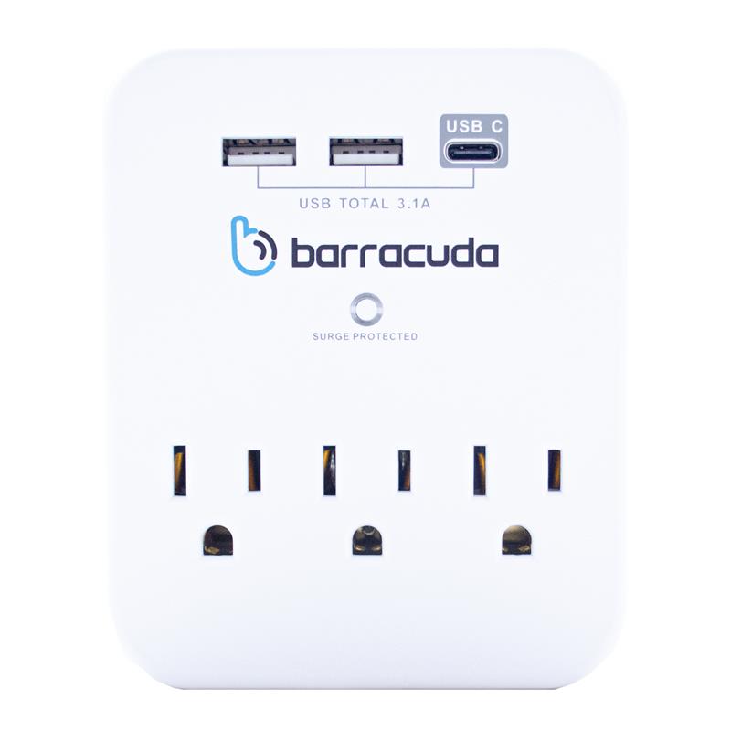 Foto 2 pulgar | Multicontacto Barracuda Sp103u 3 Contactos, 2 Usb A, 1 Usb C