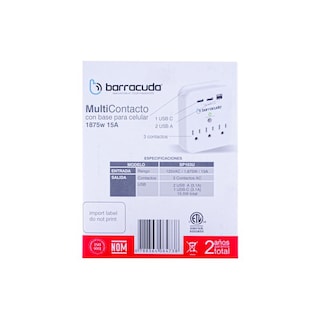 Foto 7 | Multicontacto Barracuda Sp103u 3 Contactos, 2 Usb A, 1 Usb C