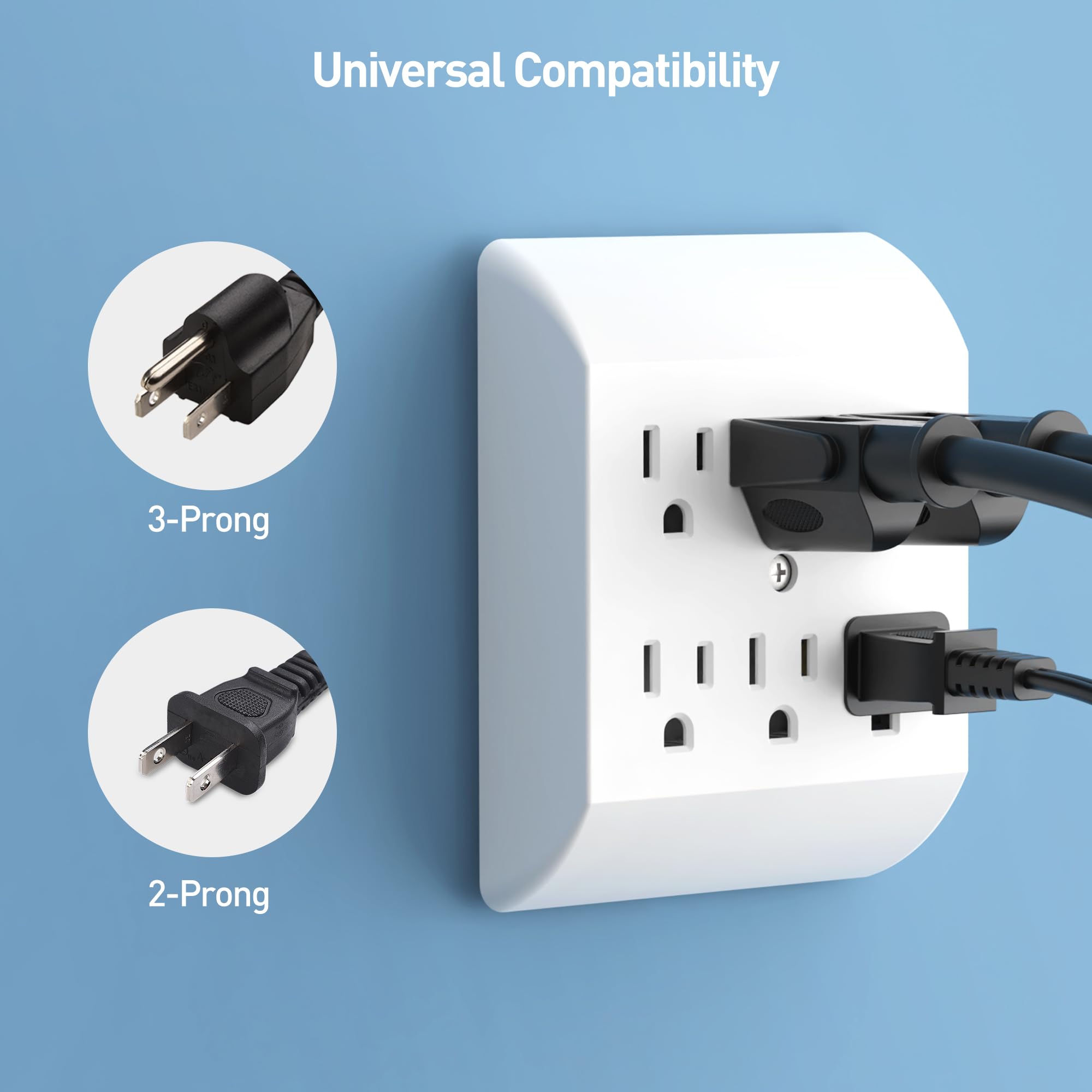 Foto 4 | [listado Etl] Cable Matters, Paquete De 2, 6 Enchufes, Extensor De Pared, 15 A/1875 W, Enchufe De Pa - Venta Internac