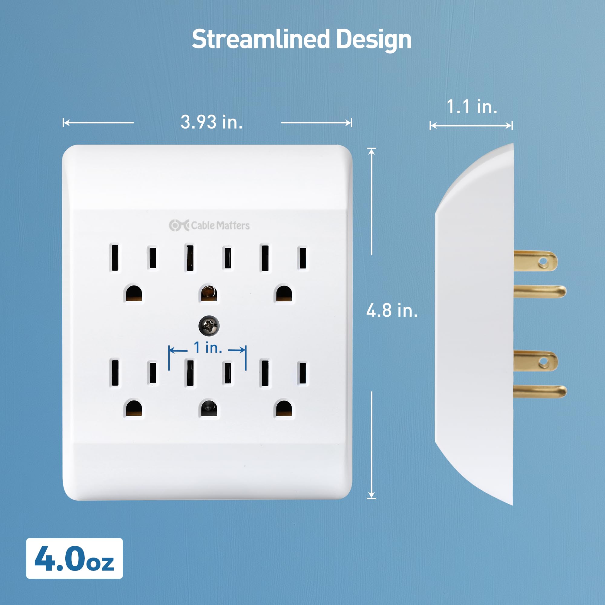 Foto 6 | [listado Etl] Cable Matters, Paquete De 2, 6 Enchufes, Extensor De Pared, 15 A/1875 W, Enchufe De Pa - Venta Internac