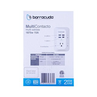 Foto 6 | Multicontacto Barracuda Sp105u 5 Contactos, 3 Usb A, 1 Usb C