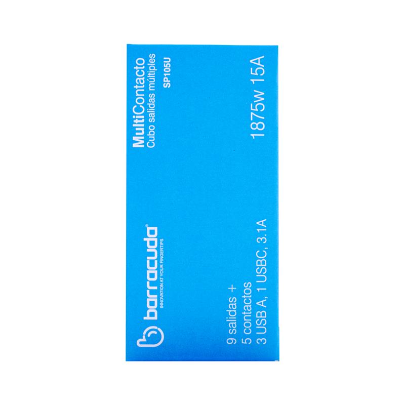 Foto 8 pulgar | Multicontacto Barracuda Sp105u 5 Contactos, 3 Usb A, 1 Usb C