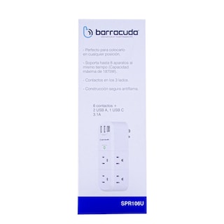 Foto 4 | Multicontacto Barracuda Spr106u, 6 Tomas, 2 Usb A, 1 Usb C 3