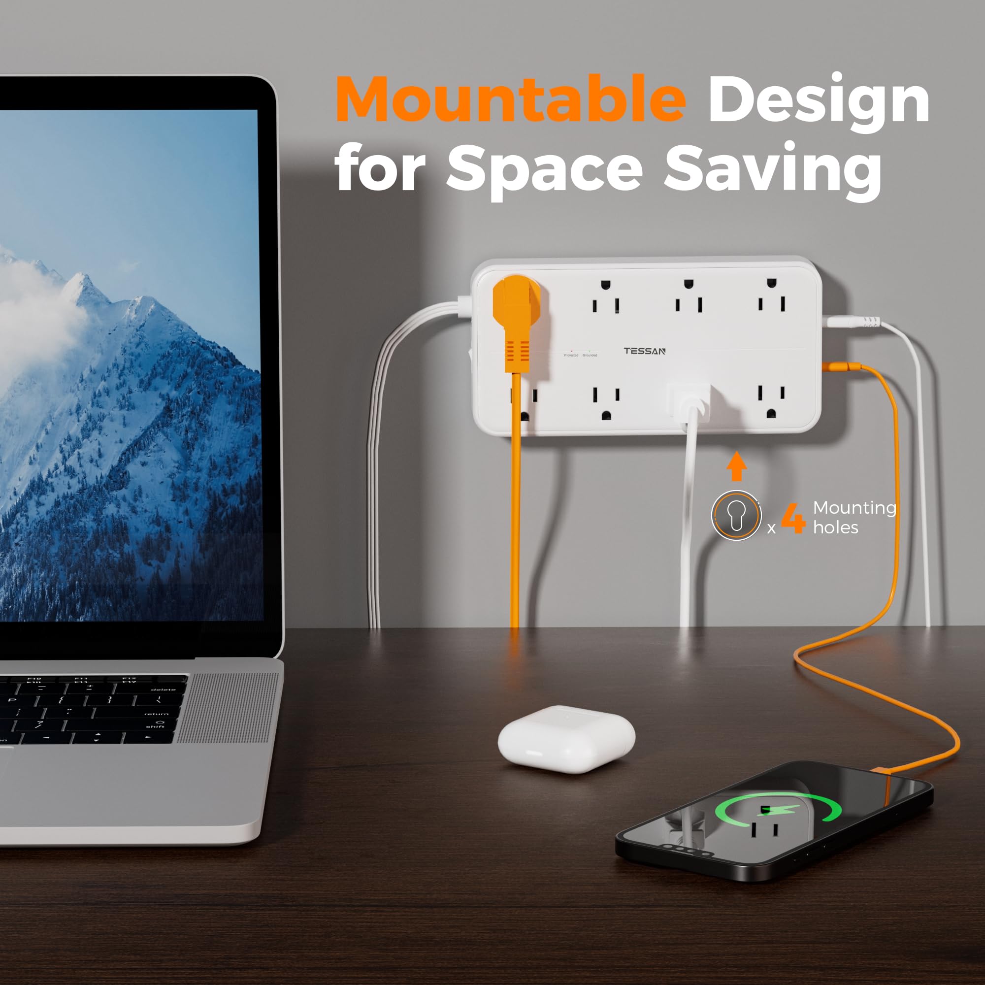 Foto 7 pulgar | Power Strip Tessan Con 8 Salidas Y 3 Puertos Usb, Protección Contra Sobretensiones - Venta Internacional.