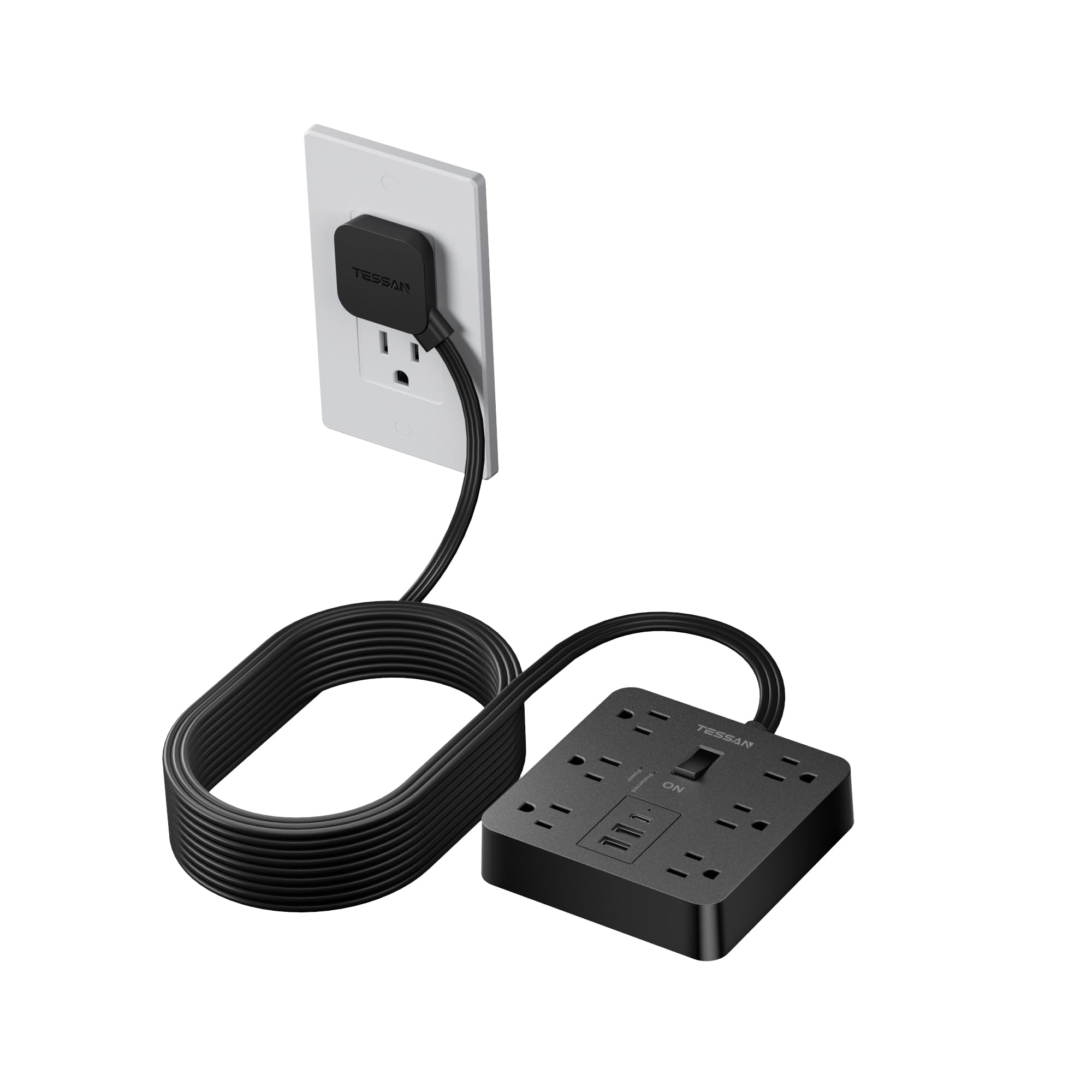 Protector Contra Sobretensiones Tessan, 6 Salidas, 3 Usb (1 Usb C) - Venta Internacional.