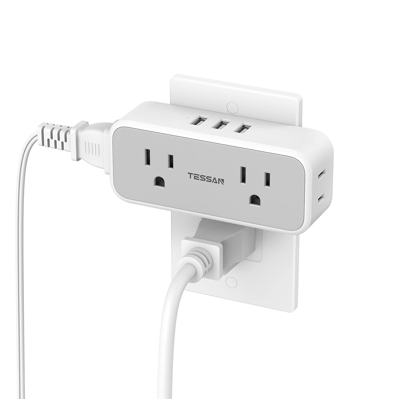 Foto 1 | Extensor De Enchufe Con Protector Contra Sobretensiones Tessan 7 En 1 Con 4 Salidas, 3 Usb - Venta Internacional.
