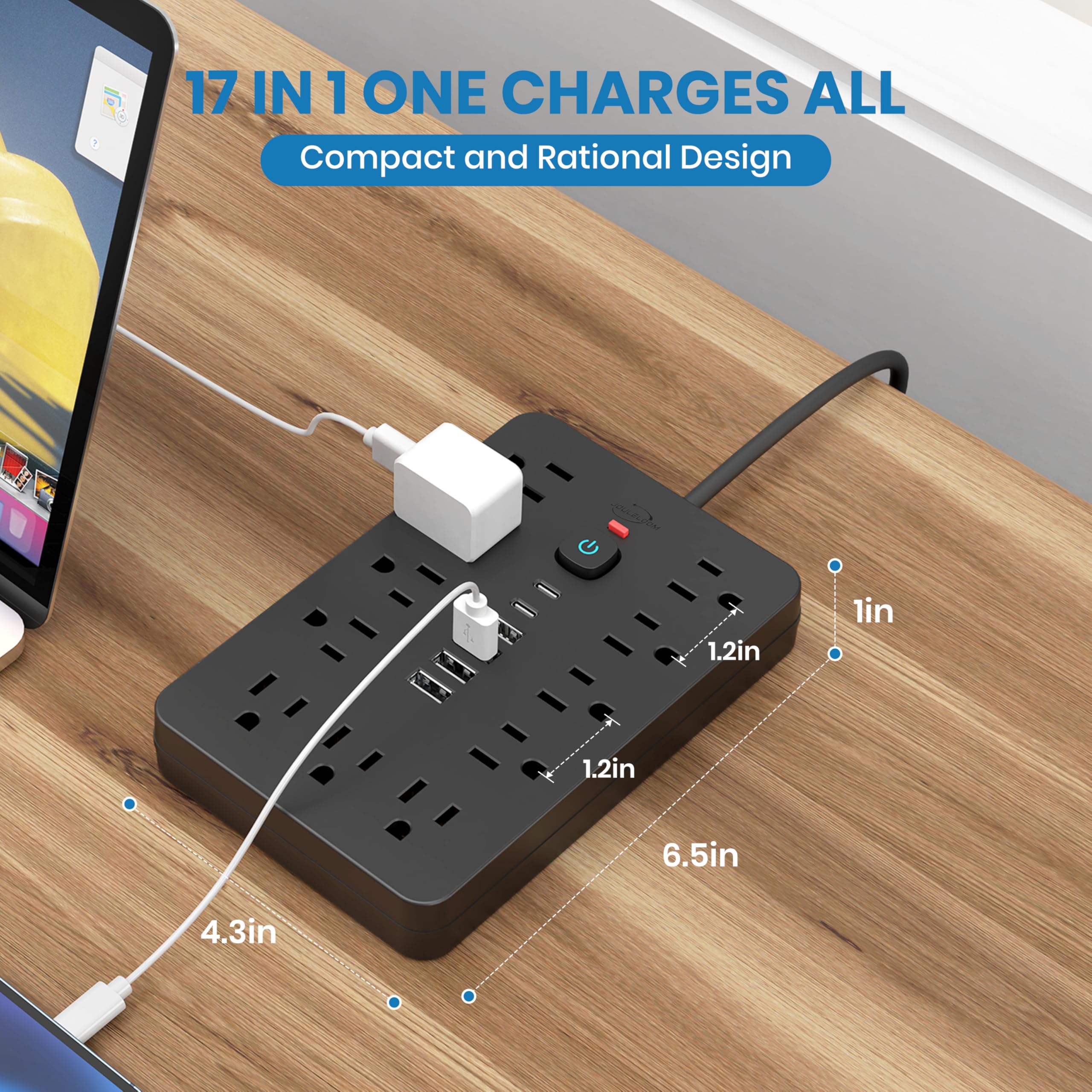 Foto 7 pulgar | Protector Contra Sobretensiones Power Strip Jouleloom, 11 Salidas, 4 Usb, 2 Usb C - Venta Internacional.