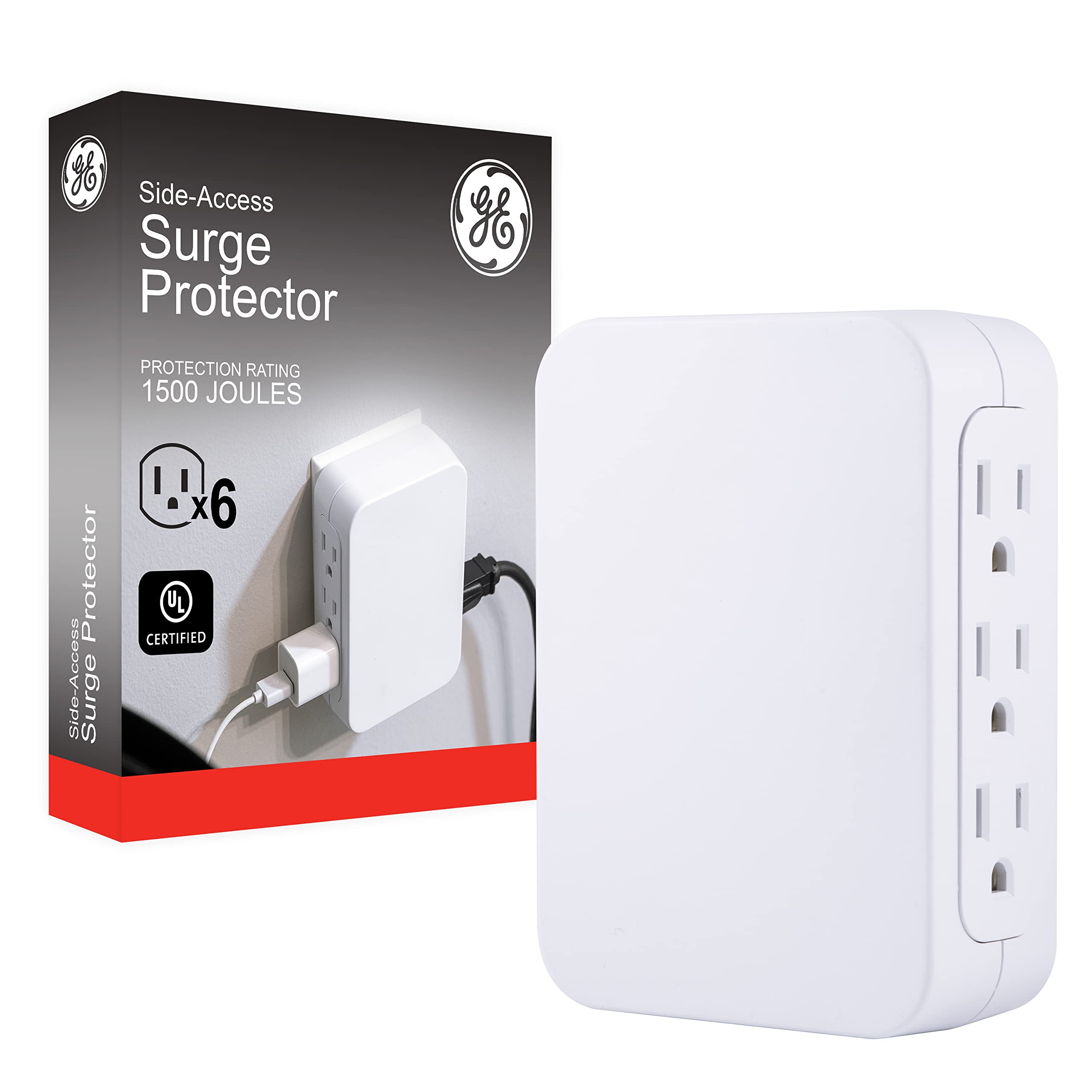 Protector Contra Sobretensiones Ge Pro, 6 Salidas, 1200 Julios, Color Blanco - Venta Internacional.