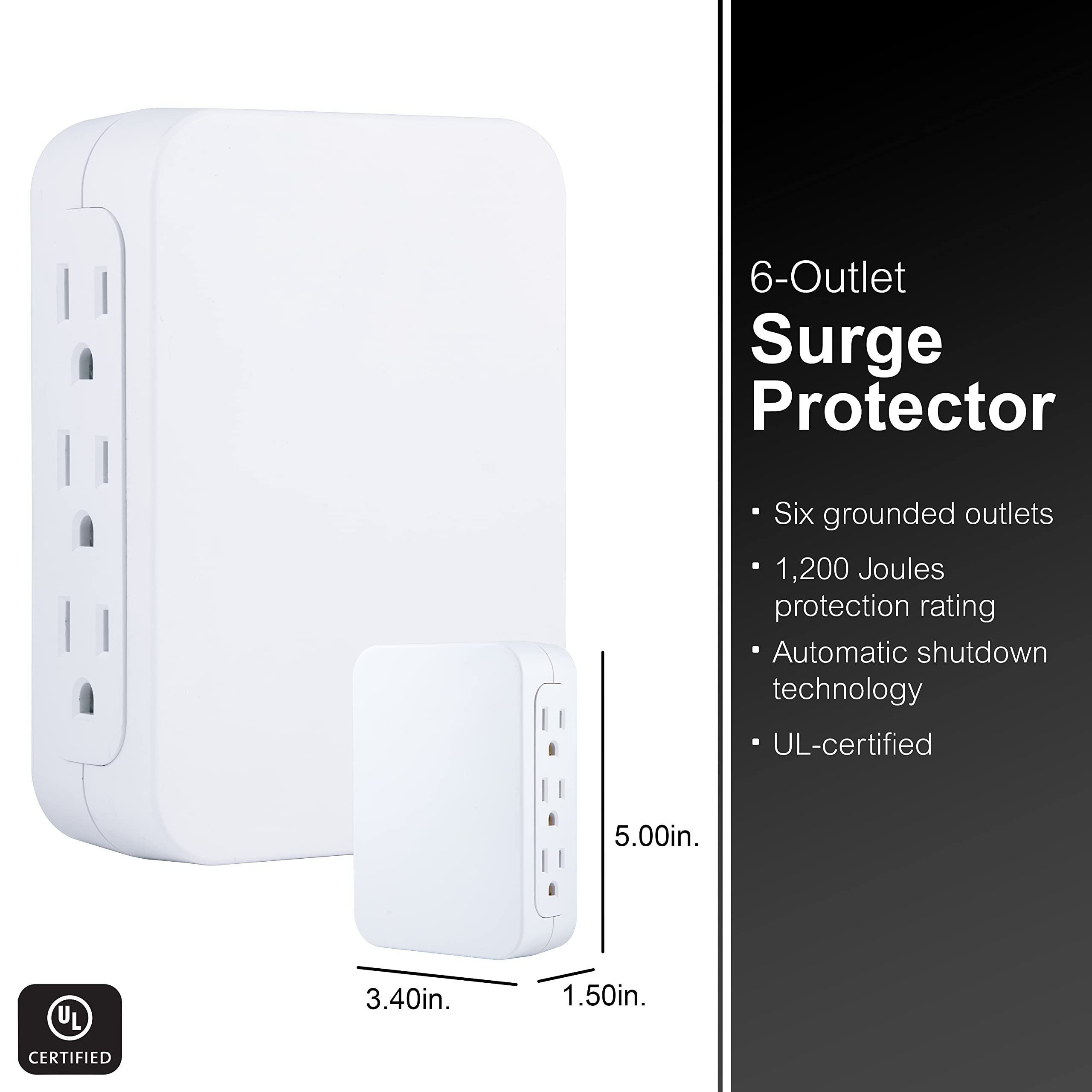 Foto 3 pulgar | Protector Contra Sobretensiones Ge Pro, 6 Salidas, 1200 Julios, Color Blanco - Venta Internacional.