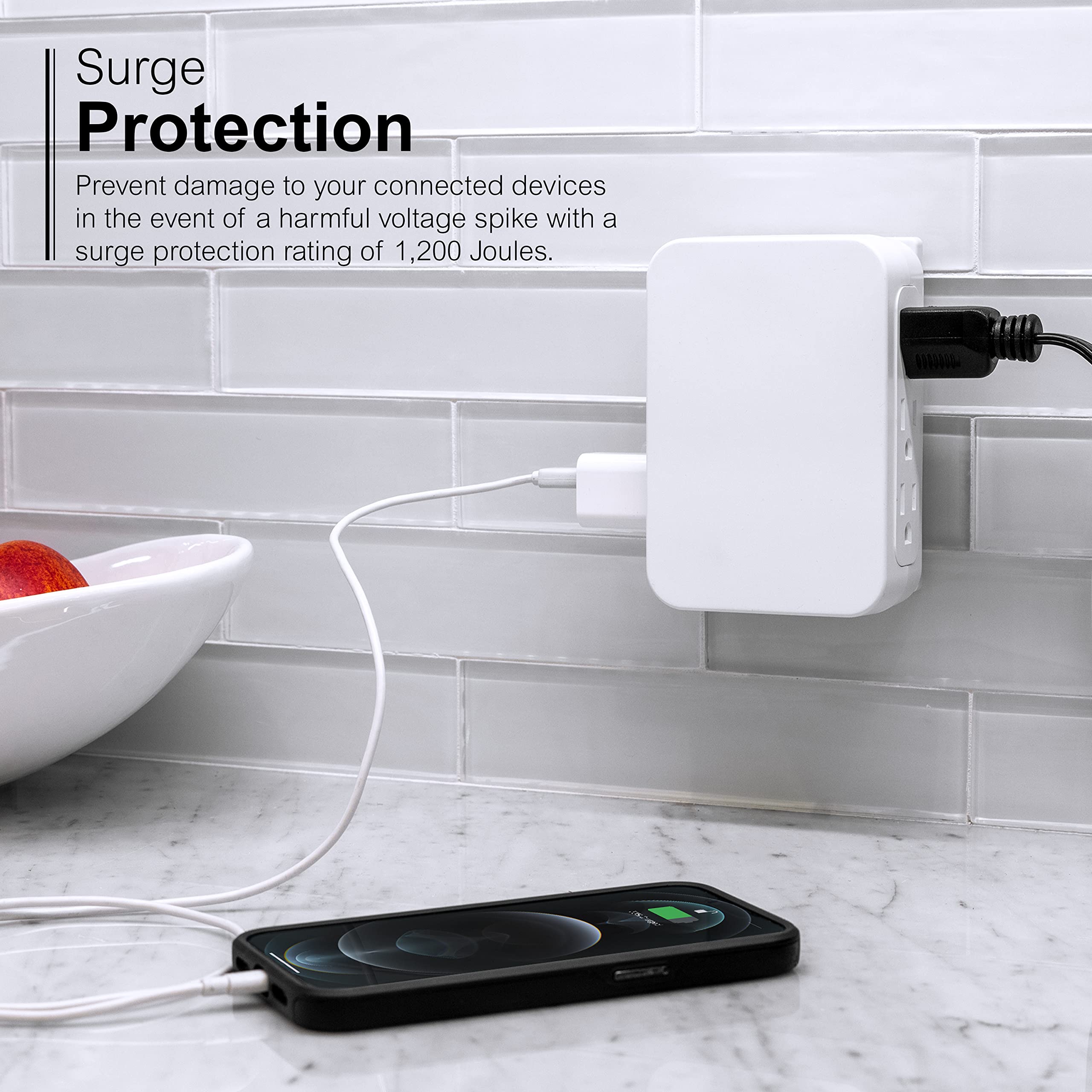 Foto 4 pulgar | Protector Contra Sobretensiones Ge Pro, 6 Salidas, 1200 Julios, Color Blanco - Venta Internacional.