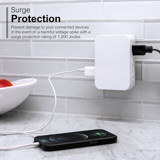 Foto 3 | Protector Contra Sobretensiones Ge Pro, 6 Salidas, 1200 Julios, Color Blanco - Venta Internacional.