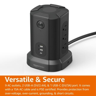 Foto 2 | Protector Contra Sobretensiones Power Strip Tower Amazon Basics De 9 Enchufes - Venta Internacional.