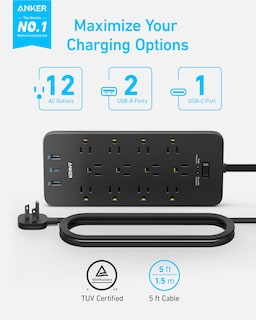 Foto 2 | Protector Contra Sobretensiones Power Strip Anker, 12 Tomas De Corriente Alterna, 1 Usb-c, 2 Usb - Venta Internacional.