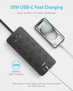 Foto 4 | Protector Contra Sobretensiones Power Strip Anker, 12 Tomas De Corriente Alterna, 1 Usb-c, 2 Usb - Venta Internacional.