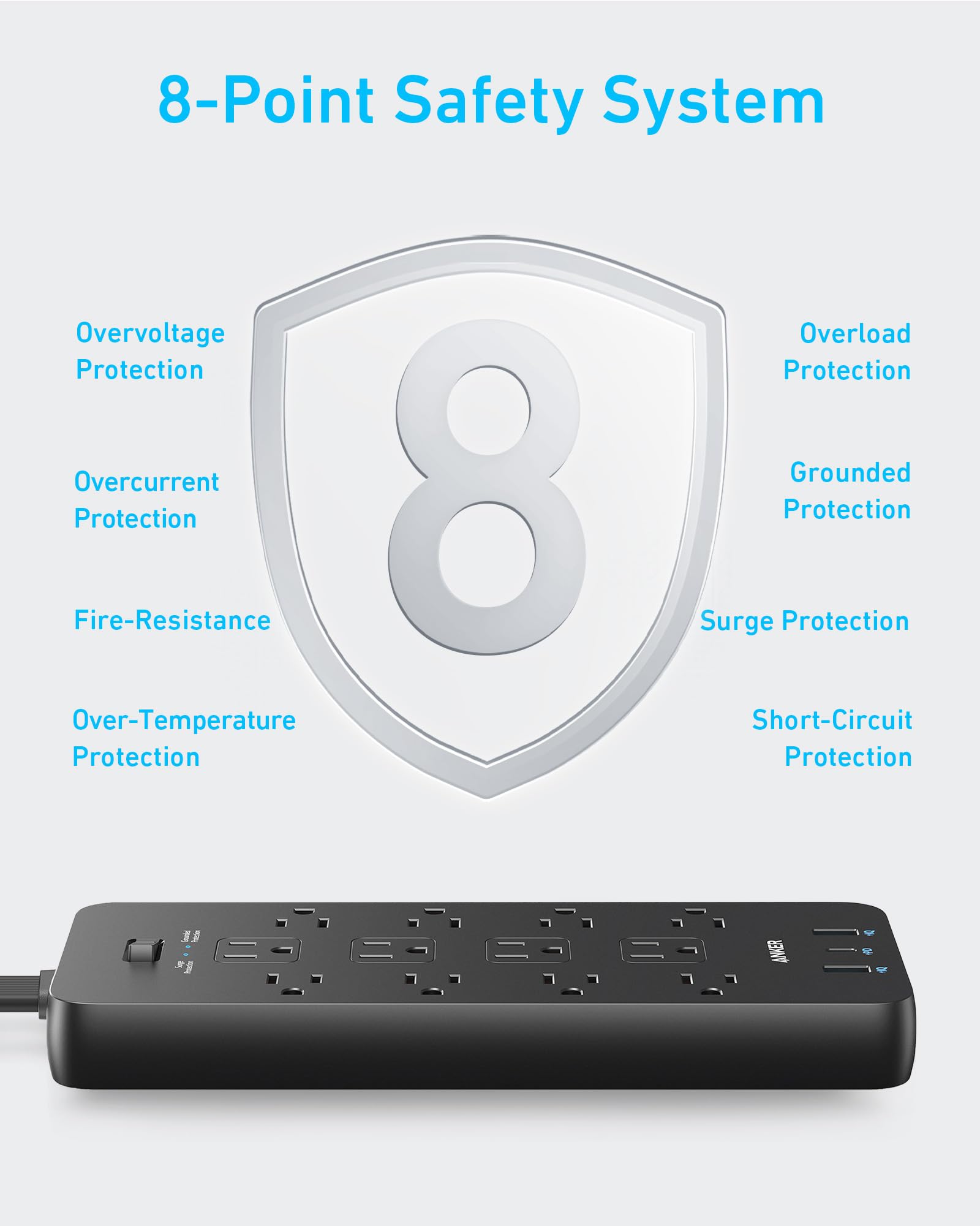 Foto 6 pulgar | Protector Contra Sobretensiones Power Strip Anker, 12 Tomas De Corriente Alterna, 1 Usb-c, 2 Usb - Venta Internacional.