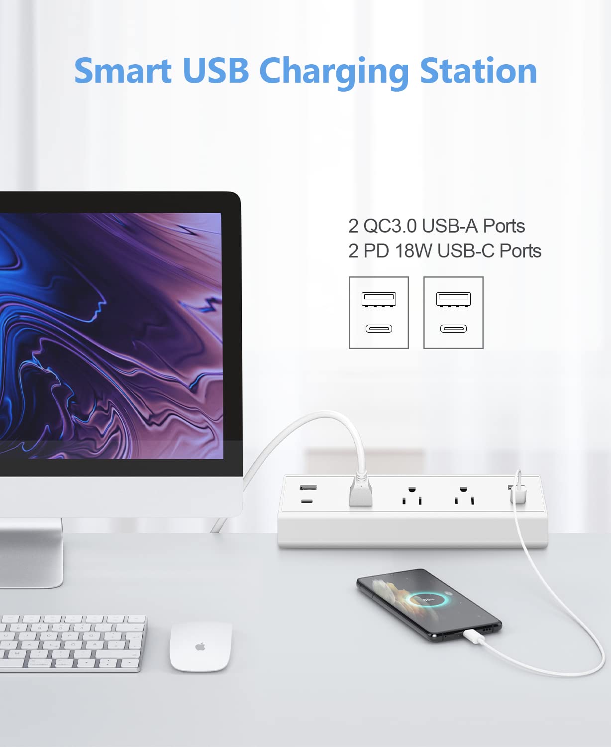 Foto 4 pulgar | Abrazadera De Escritorio Power Strip Jgstkcity Con 2 Usb C De 20 W Y 4 Usb - Venta Internacional.