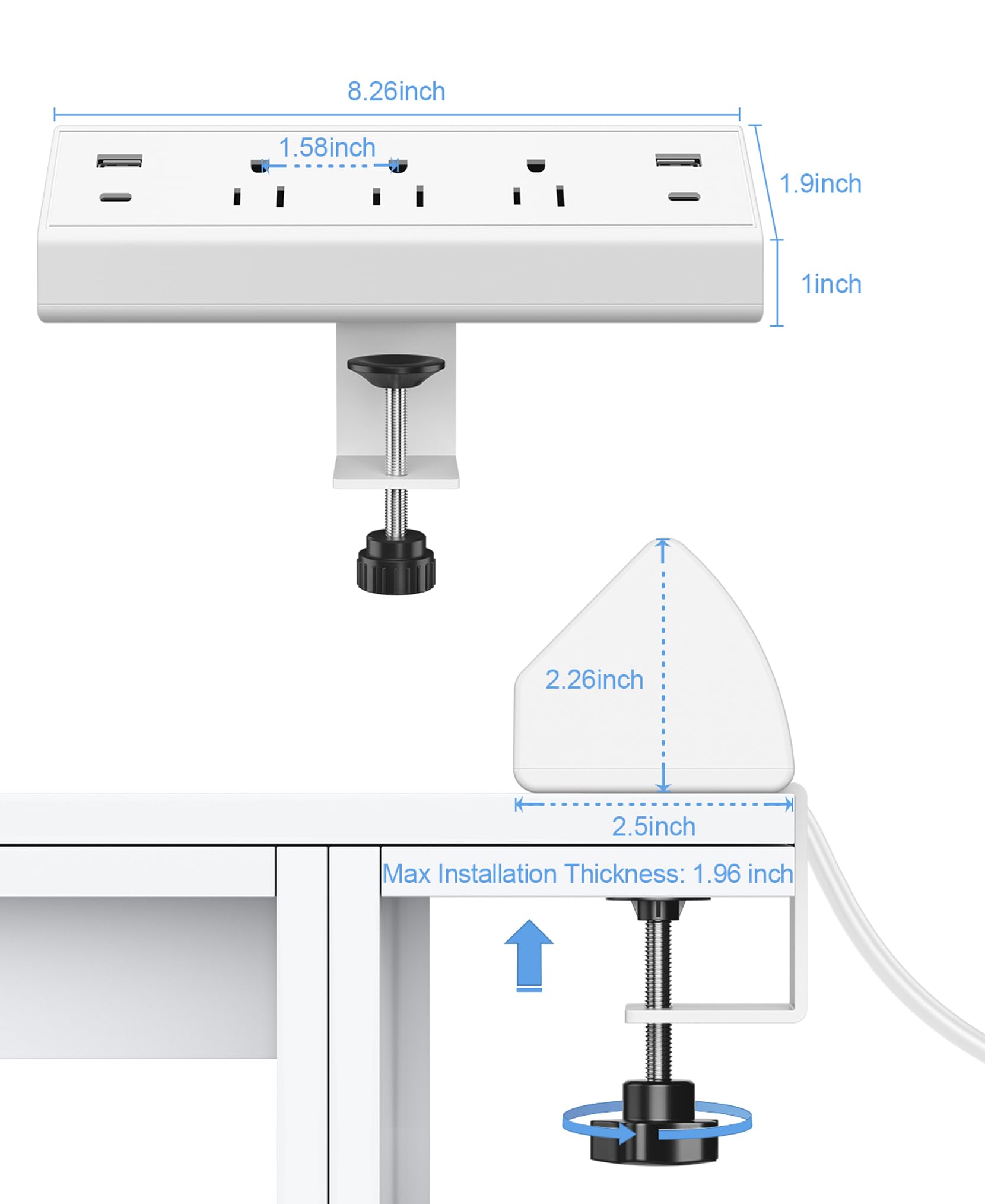 Foto 7 pulgar | Abrazadera De Escritorio Power Strip Jgstkcity Con 2 Usb C De 20 W Y 4 Usb - Venta Internacional.