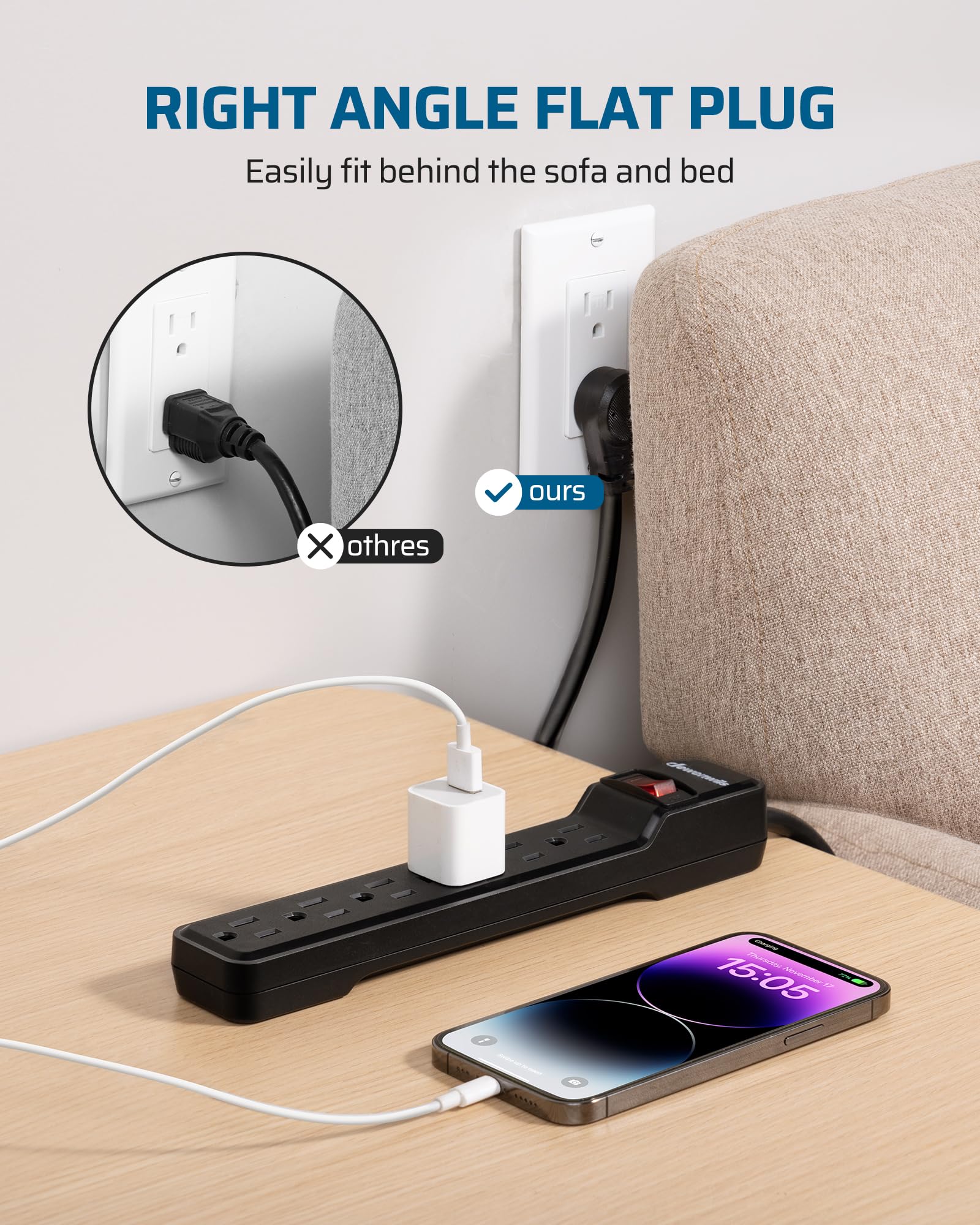 Foto 6 pulgar | Protector Contra Sobretensiones Power Strip Dewenwils, 6 Salidas, 500j, 15 A - Venta Internacional.
