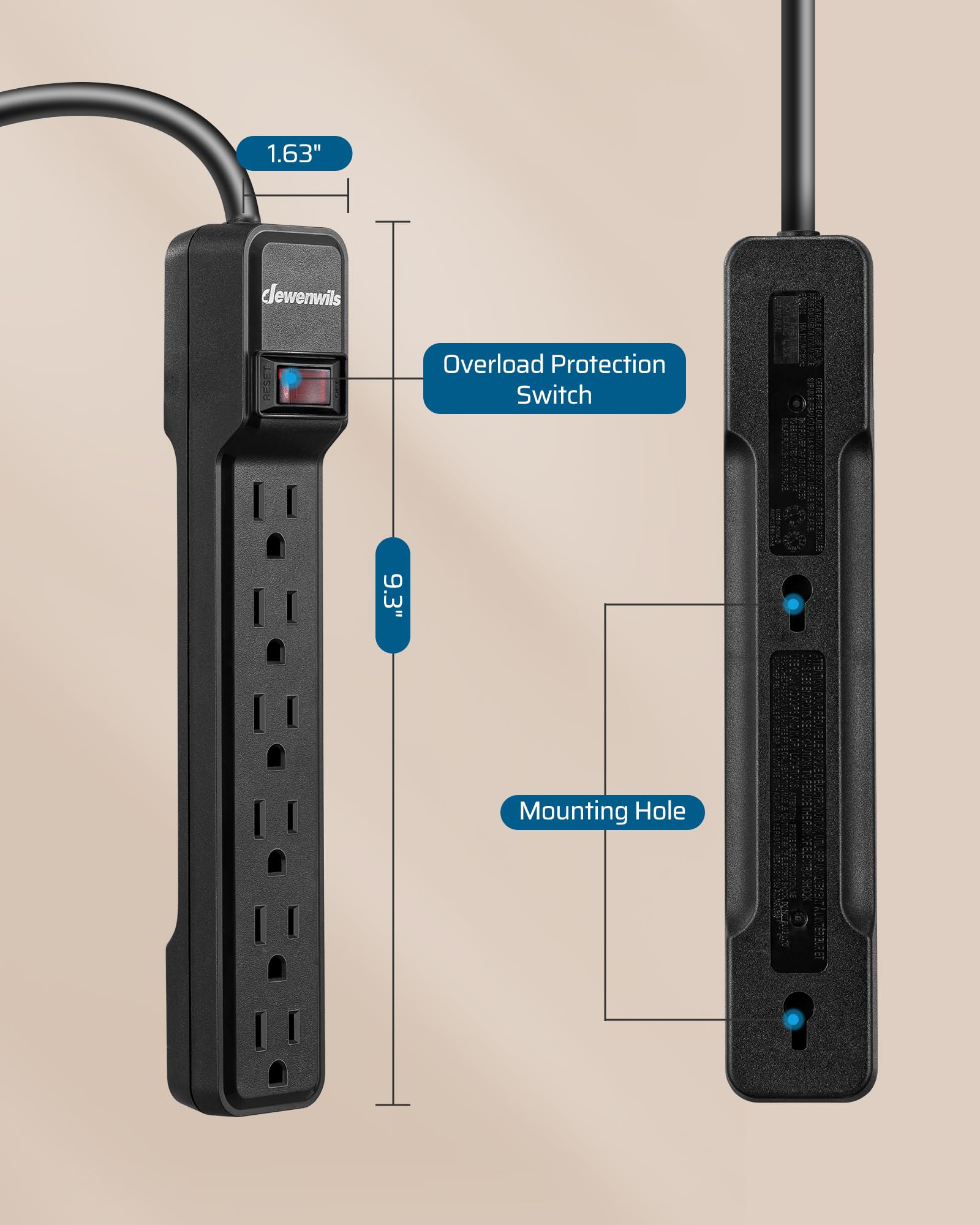 Foto 8 pulgar | Protector Contra Sobretensiones Power Strip Dewenwils, 6 Salidas, 500j, 15 A - Venta Internacional.