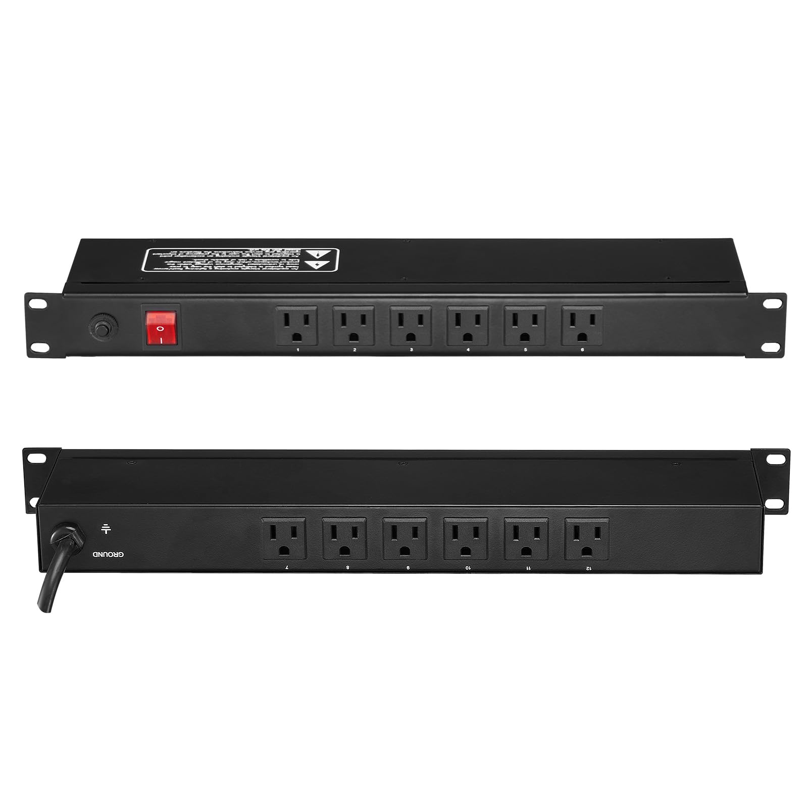 Power Strip Vevor, 12 Salidas, Horizontal, 1u, Montaje En Rack, Pdu, 15 A - Venta Internacional.