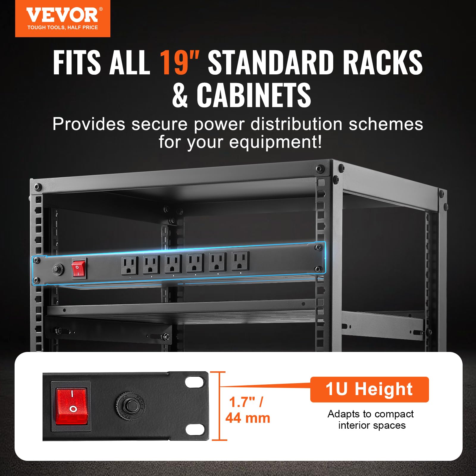 Foto 3 pulgar | Power Strip Vevor, 12 Salidas, Horizontal, 1u, Montaje En Rack, Pdu, 15 A - Venta Internacional.