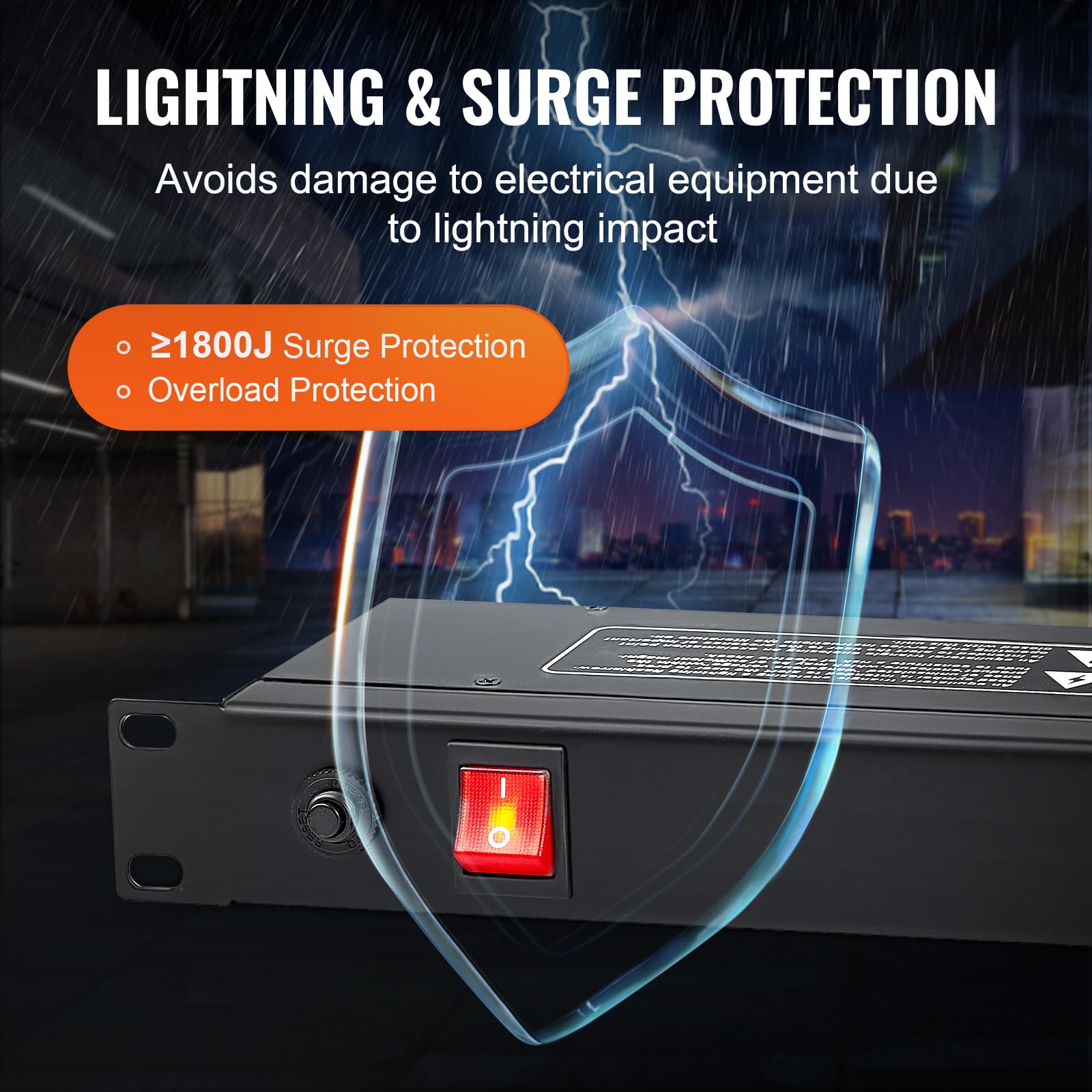 Foto 5 pulgar | Pdu Power Strip Vevor De 8 Salidas Y 1u Para Montaje En Rack Con Protección Contra Sobretensiones. - Venta Internacion