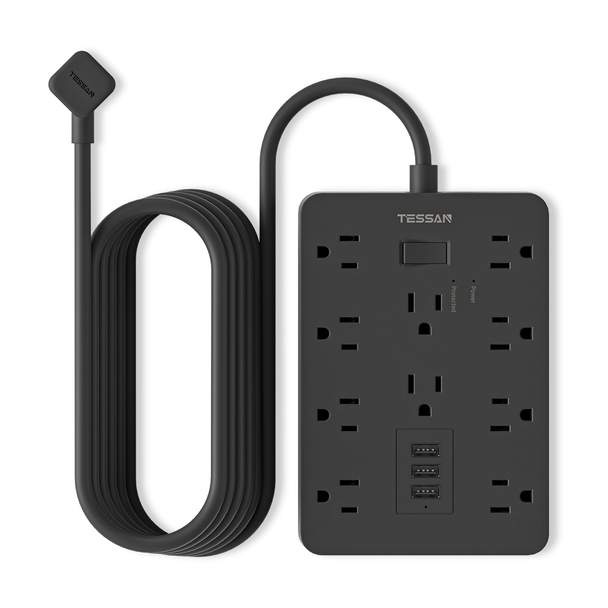 Cable De Extensión Para Protección Contra Sobretensiones Tessan De 3 M Con 10 Salidas, 3 Usb - Venta Internacional.