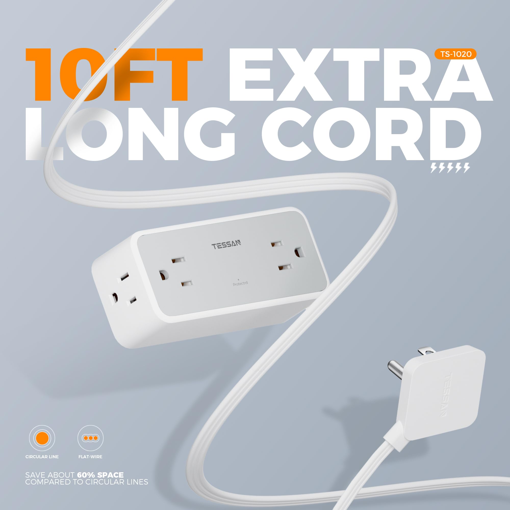 Foto 4 pulgar | Protector Contra Sobretensiones, Cable De Alimentación Tessan, 4 Tomas De Corriente Alterna, 10 Pies - Venta Interna