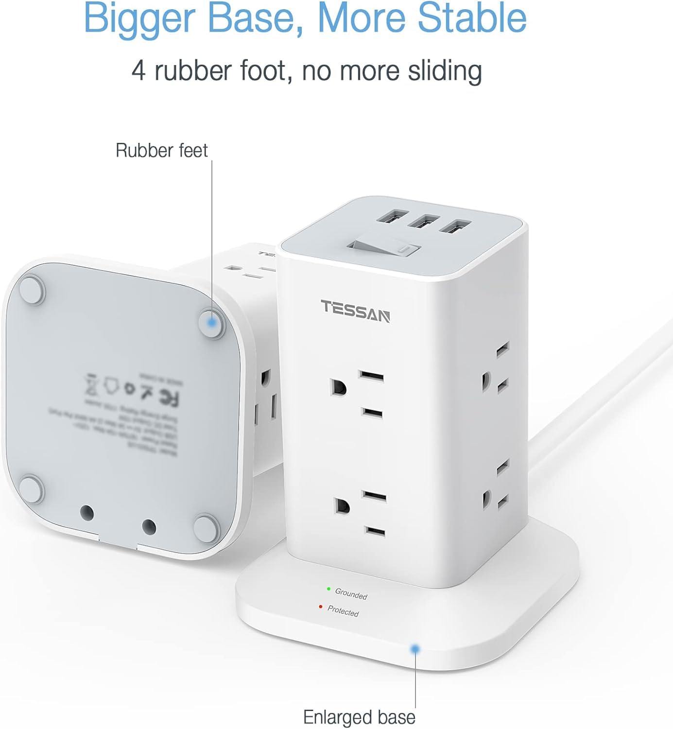 Foto 5 | Power Strip Tower Tessan De 8 Salidas Y 3 Cargadores Usb 1700j Surge - Venta Internacional.