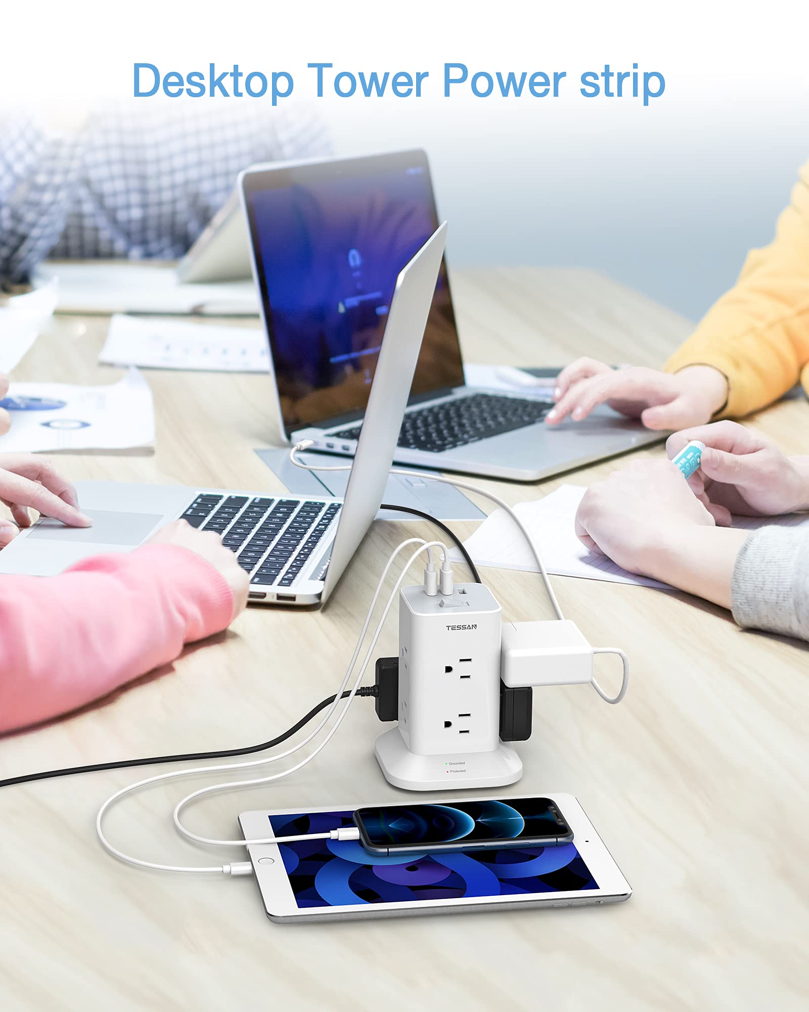 Foto 7 pulgar | Power Strip Tower Tessan De 8 Salidas Y 3 Cargadores Usb 1700j Surge - Venta Internacional.