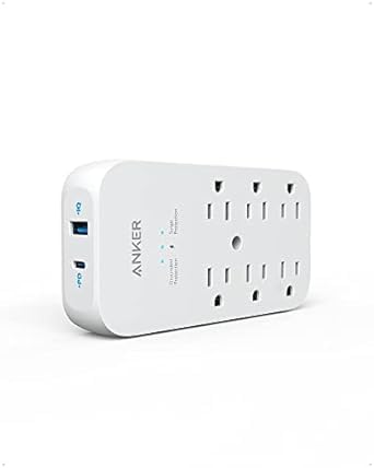 Extensor De Toma De Corriente Y Cargador De Pared Usb Anker, 6 Salidas, 2 Usb - Venta Internacional.