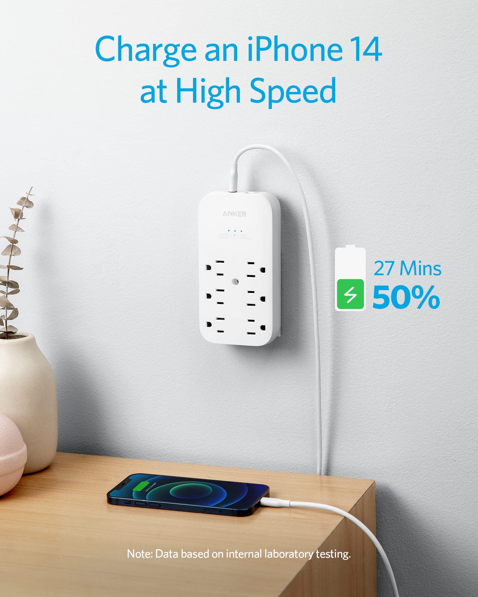 Foto 4 pulgar | Extensor De Toma De Corriente Y Cargador De Pared Usb Anker, 6 Salidas, 2 Usb - Venta Internacional.