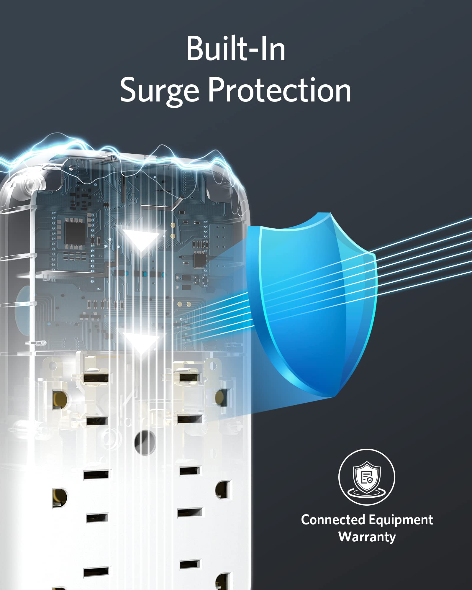 Foto 5 pulgar | Extensor De Toma De Corriente Y Cargador De Pared Usb Anker, 6 Salidas, 2 Usb - Venta Internacional.