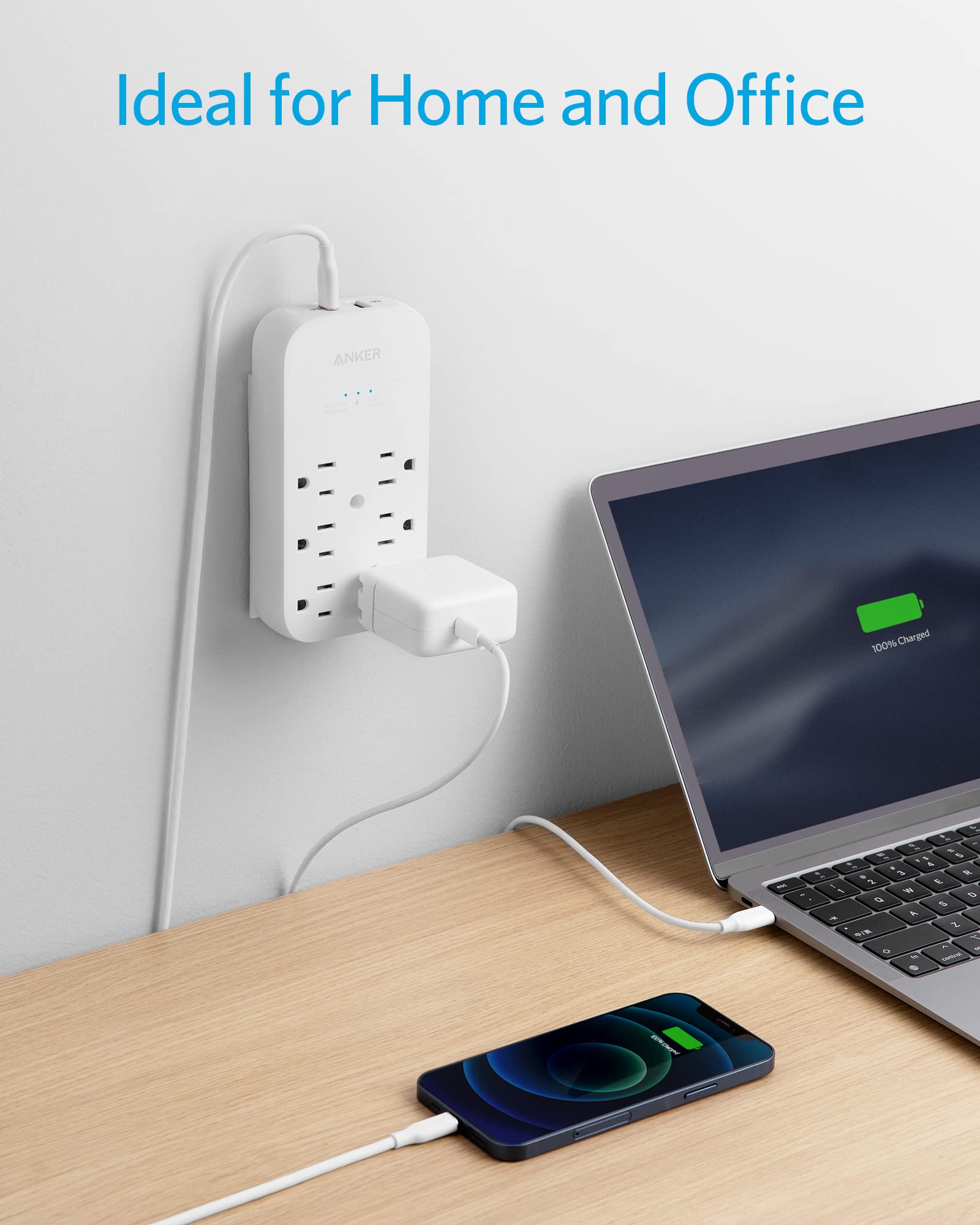 Foto 8 pulgar | Extensor De Toma De Corriente Y Cargador De Pared Usb Anker, 6 Salidas, 2 Usb - Venta Internacional.