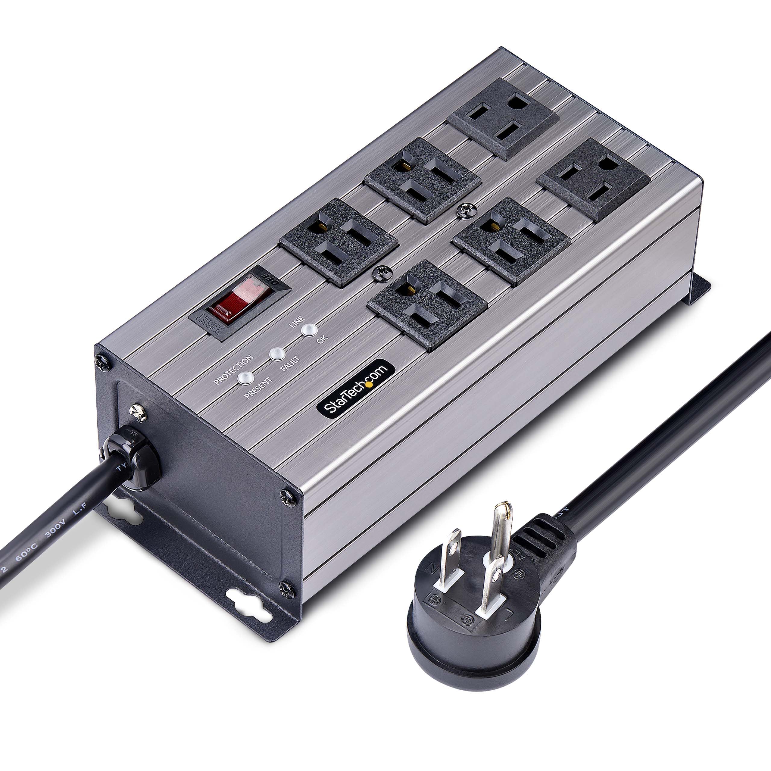 Foto 5 | Regleta De Alimentación Industrial Startech.com, 6 Salidas, 125 V/15 A, 2,4 M - Venta Internacional.