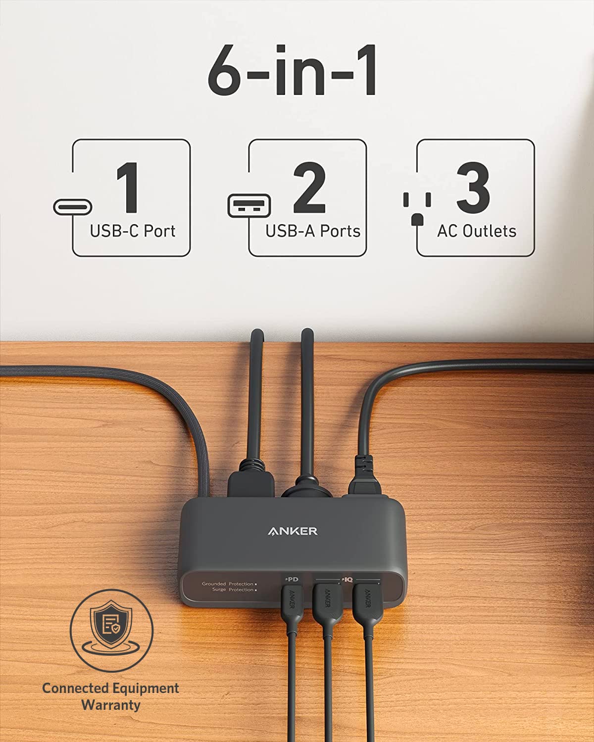 Foto 4 pulgar | Power Strip Anker 521 Con 3 Enchufes Y Cargador Usb C De 30 W - Venta Internacional.