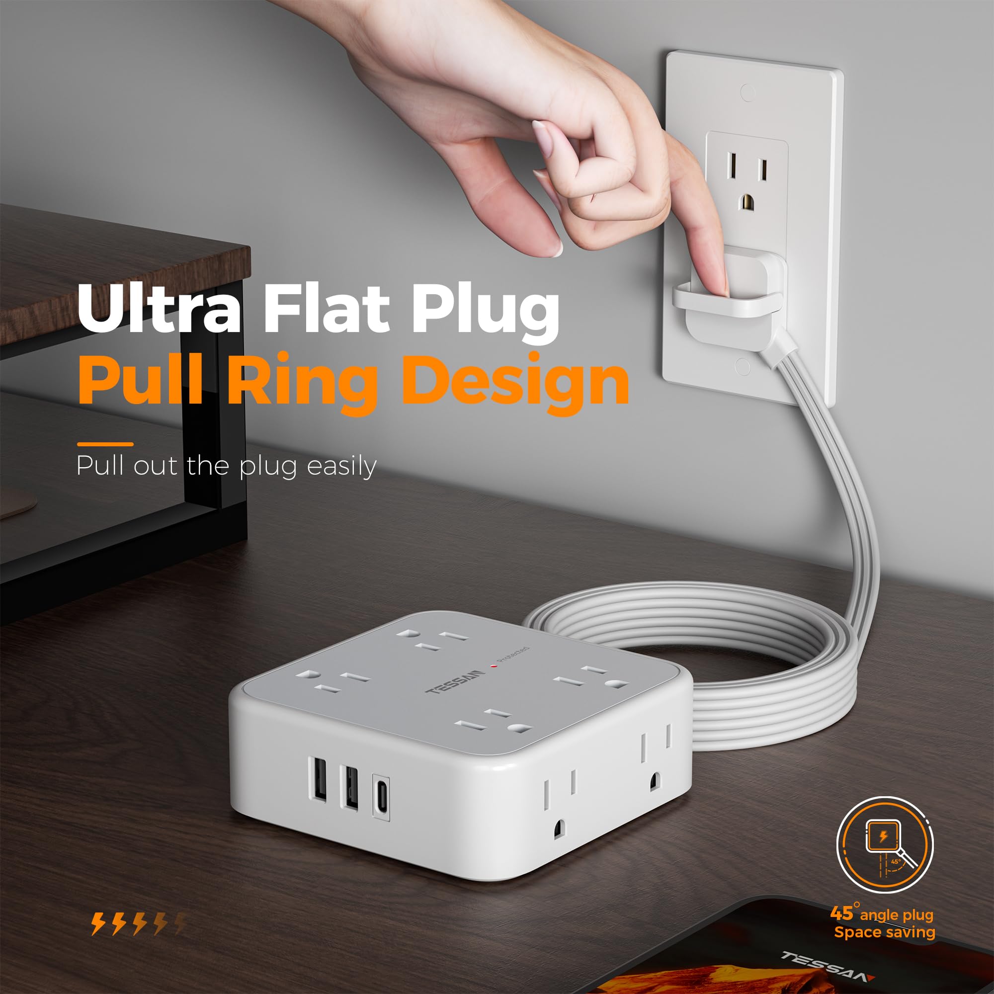 Foto 3 pulgar | Protector Contra Sobretensiones, Regleta Tessan, 8 Salidas Y 3 Puertos Usb - Venta Internacional.