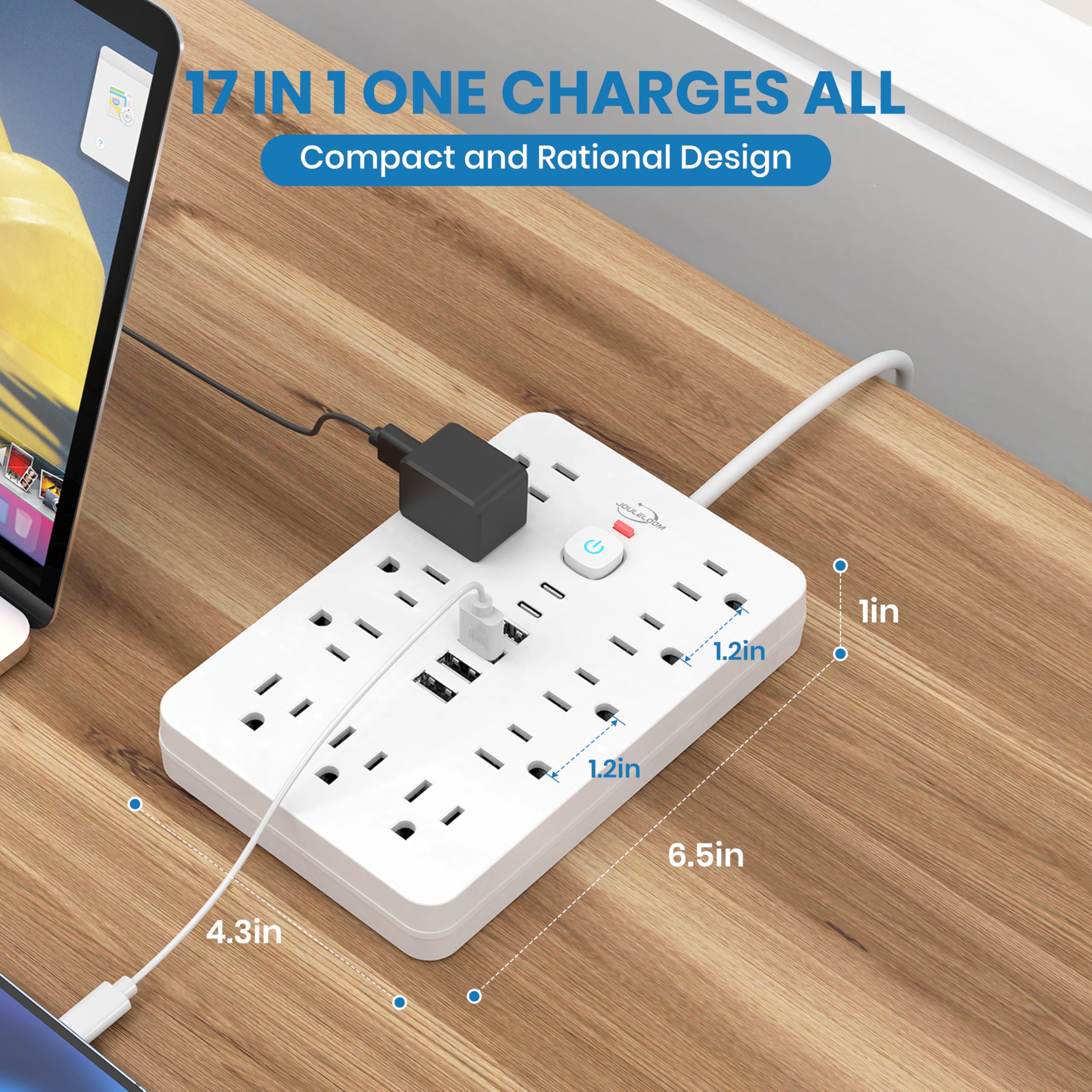 Foto 7 pulgar | Protector Contra Sobretensiones Power Strip Jouleloom, 11 Salidas, 4 Usb, 2 Usb C - Venta Internacional.